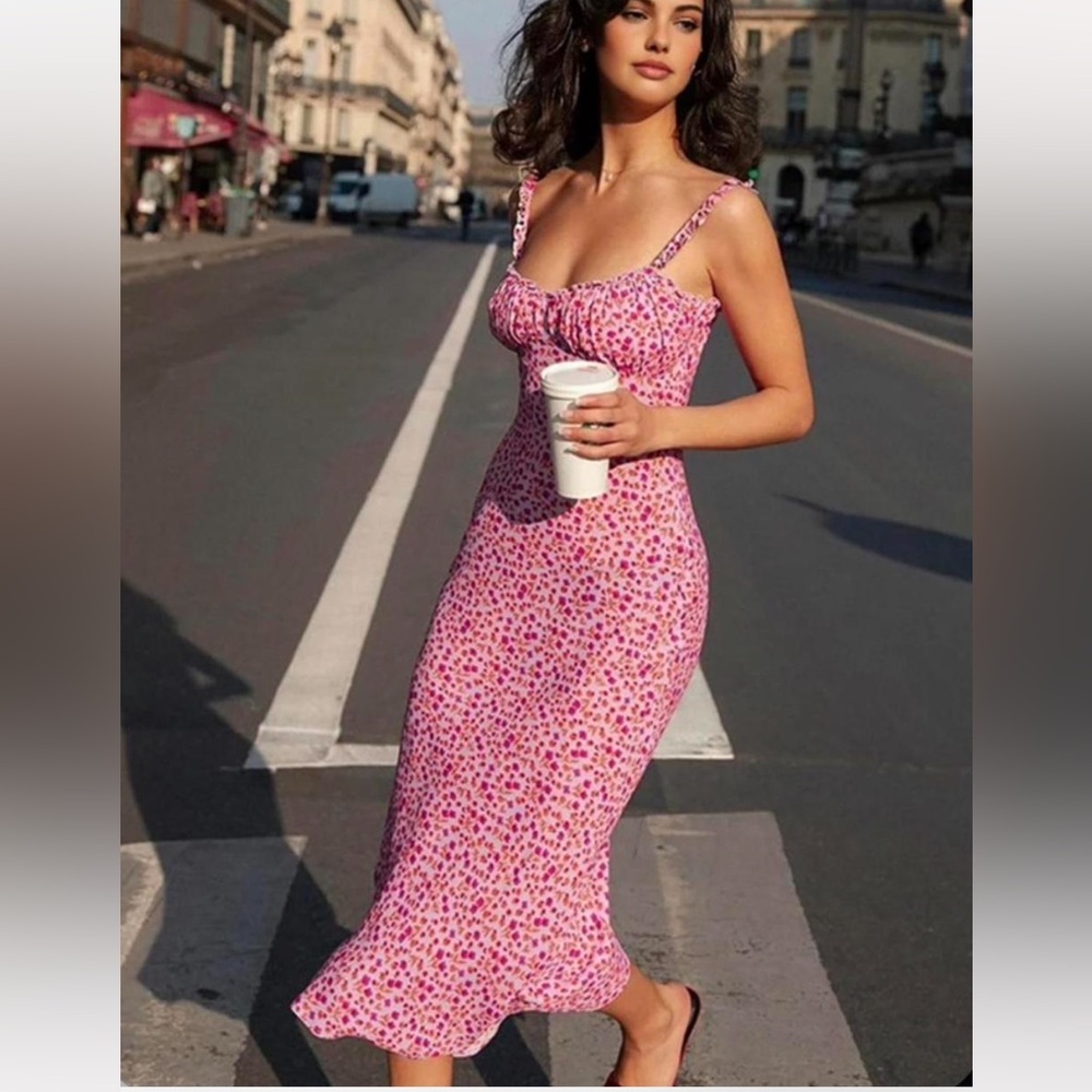 COMMENSE *NWT Cami Floral Bohemian Vacation Midi Dress | S